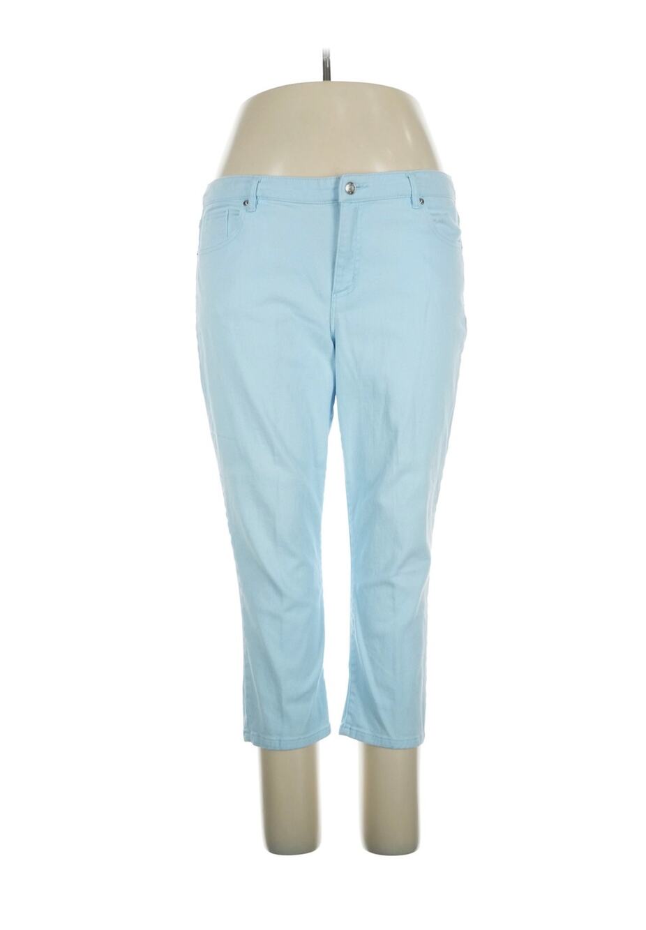 Michael Kors Izzy Cropped Skinny Jeans Light Baby Blue Stretch Pants Sz. 14